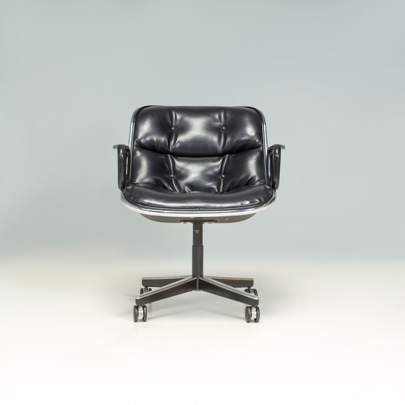 Knoll Black Leather Pollock Executive Office Chair, 1960's