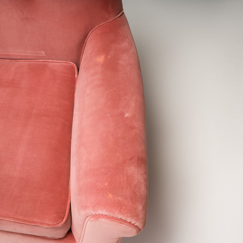 1950s Italian Sofa in Pink Velvet fabric by Pierre Frey