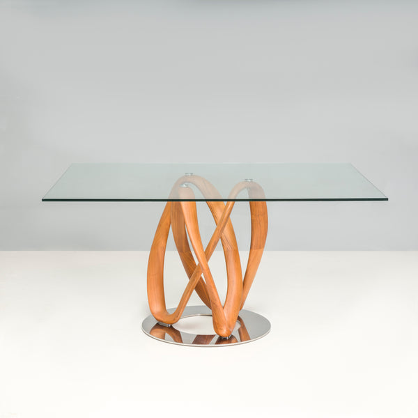 Porada by Stefano Bigi Walnut & Glass Infinity Dining Rectangular Table