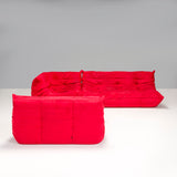 Ligne Roset by Michel Ducaroy Togo Red Alcantara Sectional Sofa, Set of 3