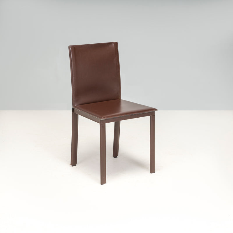 Riva 1920 Brown Leather Dining Chairs, Set of 8