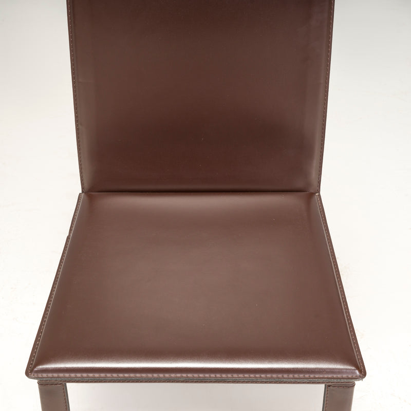 Riva 1920 Brown Leather Dining Chairs, Set of 8