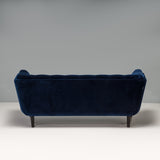 Roche Bobois Midnight Tufted Blue Velvet Profile 2.5 Seat Sofa
