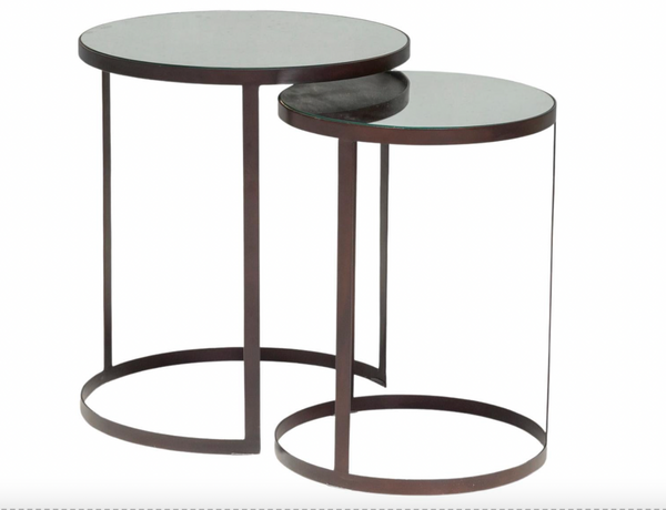 Liang & Eimil Nesting Glass Nesting Side Tables In Antique Bronze, Set of 2