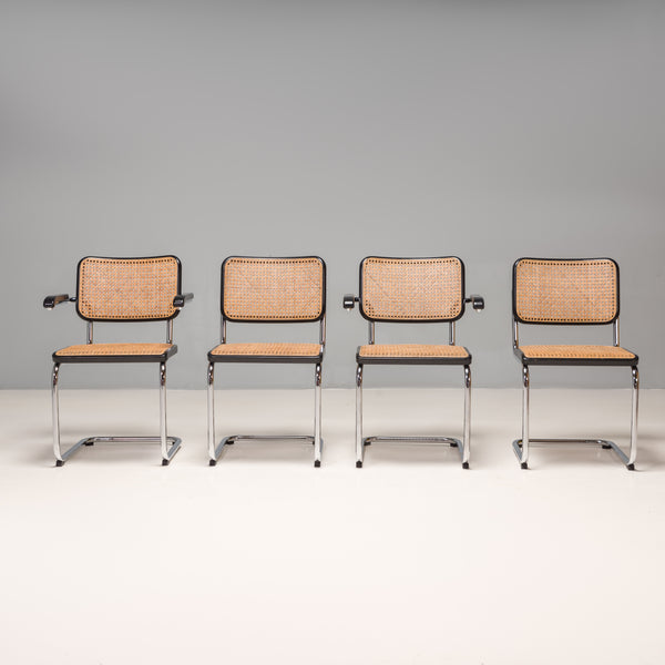 Marcel Breuer by Thonet S 32 & S 64 Cane Dining Chairs, Set of 4