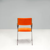 Tom Faulkner Orange Velvet Vienna Carver Dining Chairs, Set of 4