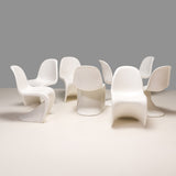 Mid Century Vitra by Verner Panton White Panton Dining Chairs, Set of 8