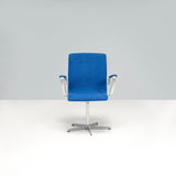 Arne Jacobsen for Fritz Hansen Blue Fabric Model 3291 Oxford Office Chair - REHAUS - Arne Jacobsen