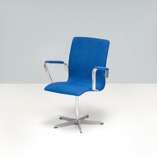 Arne Jacobsen for Fritz Hansen Blue Fabric Model 3291 Oxford Office Chair - REHAUS - Arne Jacobsen