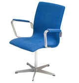 Arne Jacobsen for Fritz Hansen Blue Fabric Model 3291 Oxford Office Chair - REHAUS - arne jacobsen