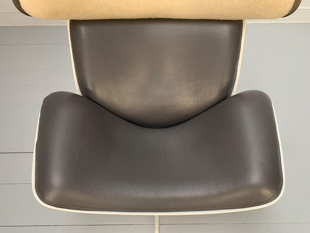 B&B Italia Almora Lounge Armchair & Footrest - In Merino & Grey Leather @ REHAUS