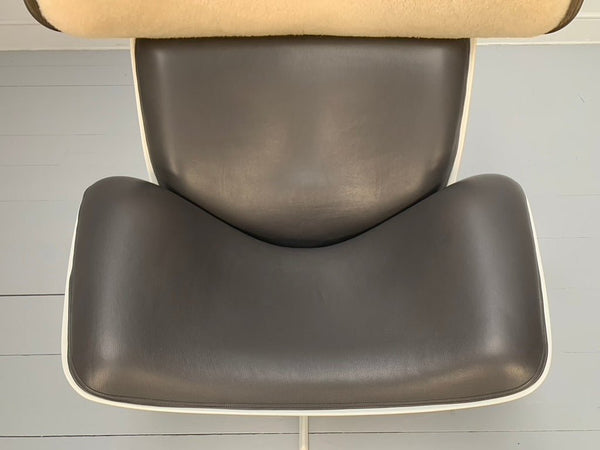 B&B Italia Almora Lounge Armchair & Footrest - In Merino & Grey Leather @ REHAUS