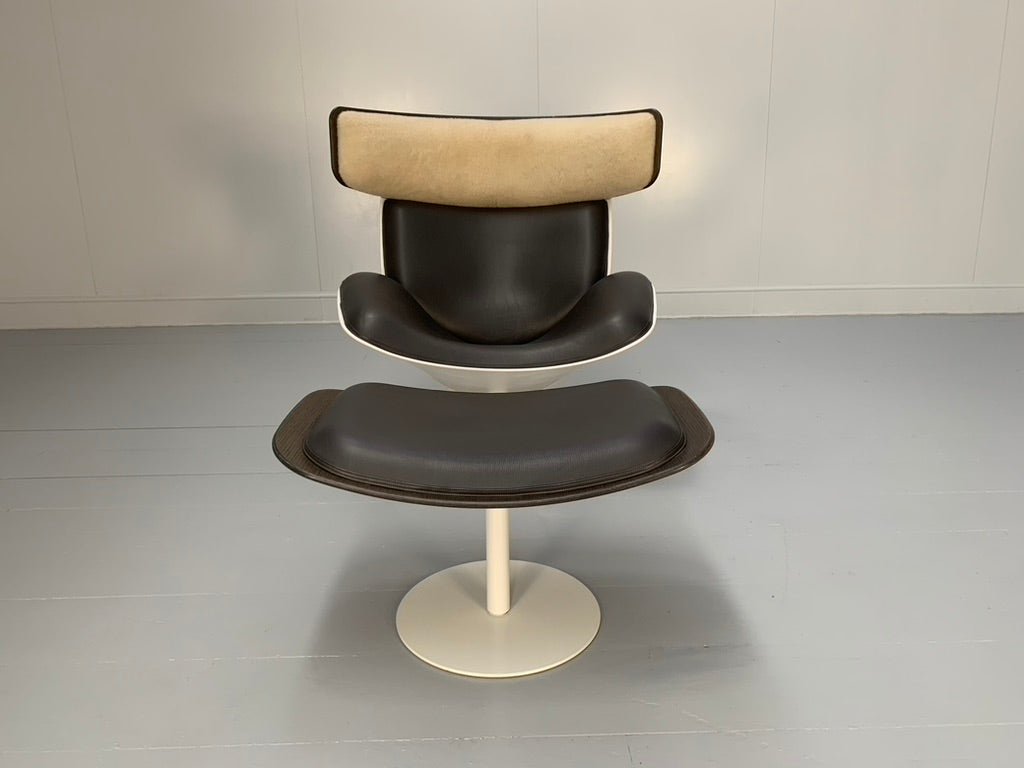 B&B Italia Almora Lounge Armchair & Footrest - In Merino & Grey Leather @ REHAUS