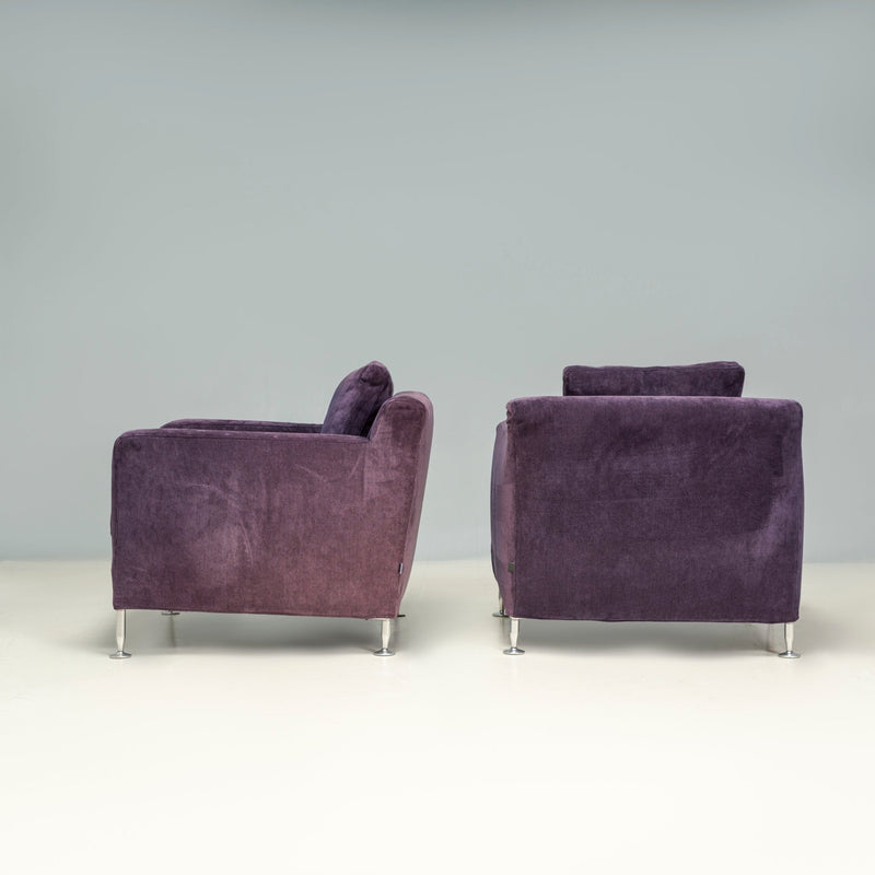 B&B Italia Antonio Citterio Dark Purple Fabric Harry Armchairs, Set of 2 - REHAUS - Antonio Citterio