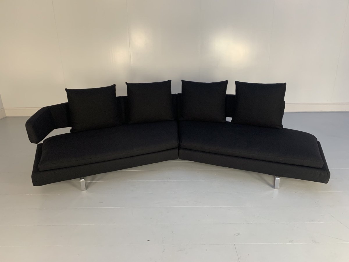 B&B Italia Arne A320CS_3 4 - Seat Curved Sofa - In Black Wool @ REHAUS
