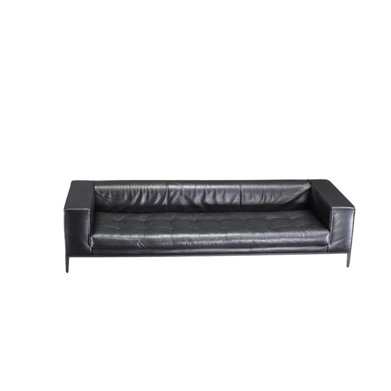 B&B Italia Black Leather Simplex Simplice Sofa - REHAUS - B&B Italia