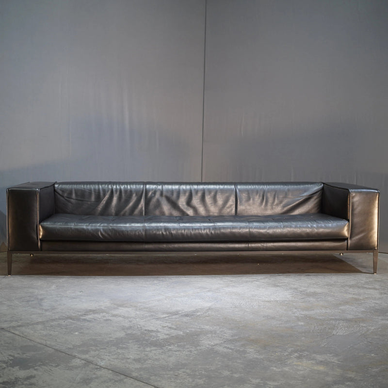 B&B Italia Black Leather Simplex Simplice Sofa - REHAUS - B&B Italia