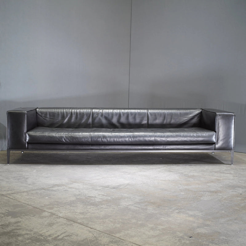 B&B Italia Black Leather Simplex Simplice Sofa - REHAUS - B&B Italia