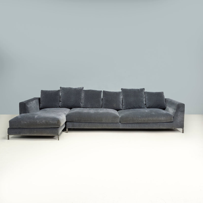 B&B Italia by Antonio Citterio Grey Ray Velvet Corner Sofa - REHAUS - Antonio Citterio