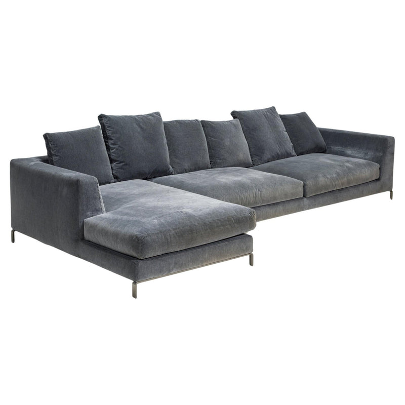 B&B Italia by Antonio Citterio Grey Ray Velvet Corner Sofa - REHAUS - Antonio Citterio