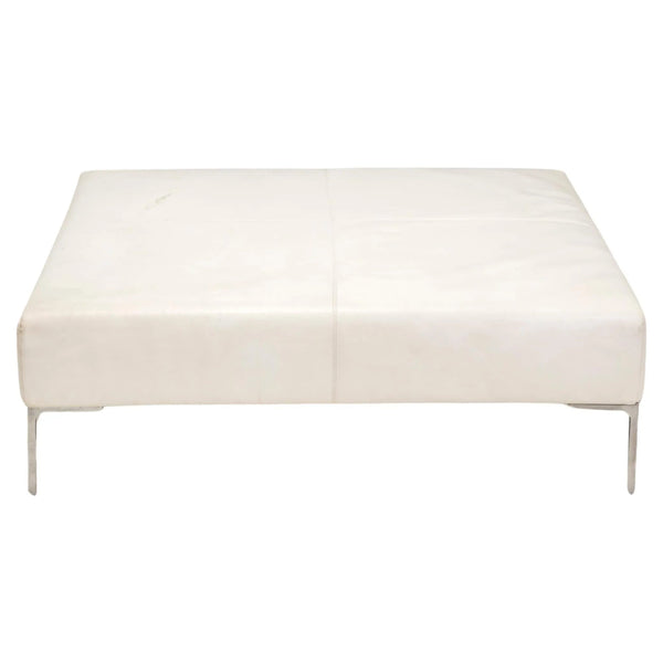 B&B Italia by Antonio Citterio Ivory Cream Leather Charles Square Ottoman - REHAUS - Antonio Citterio