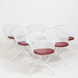 B&B Italia by Antonio Citterio, Luta White and Red Leather Swivel Dining Chairs - Set of 6 - REHAUS - Antonio Citterio