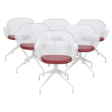 B&B Italia by Antonio Citterio, Luta White and Red Leather Swivel Dining Chairs - Set of 6 - REHAUS - Antonio Citterio