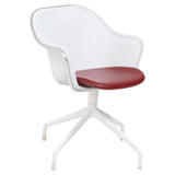 B&B Italia by Antonio Citterio, Luta White and Red Leather Swivel Dining Chairs - Set of 6 - REHAUS - Antonio Citterio