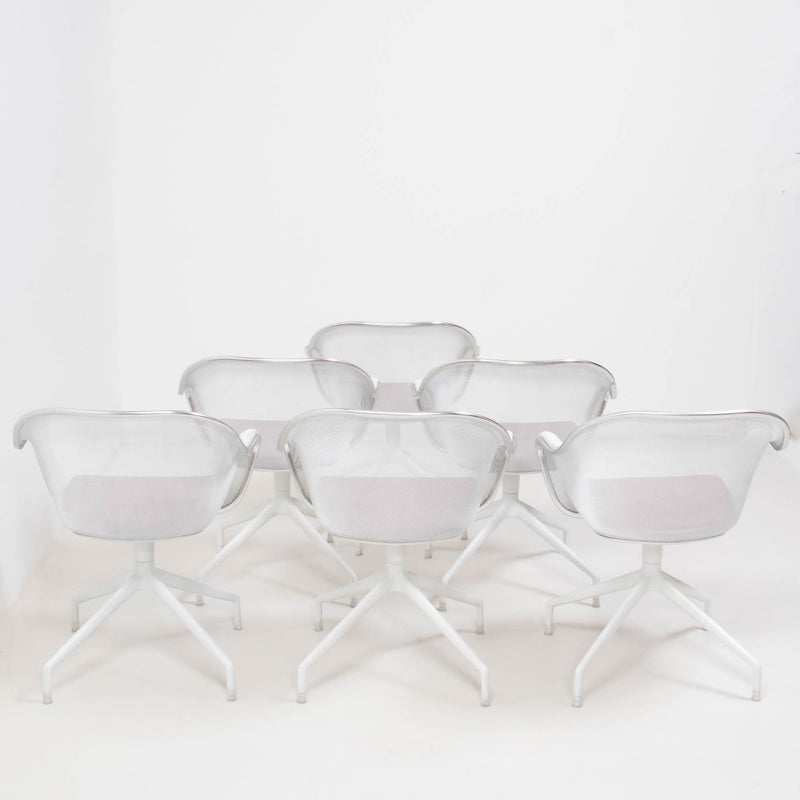 B&B Italia by Antonio Citterio, Luta White and Red Leather Swivel Dining Chairs - Set of 6 - REHAUS - Antonio Citterio