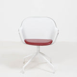 B&B Italia by Antonio Citterio, Luta White and Red Leather Swivel Dining Chairs - Set of 6 - REHAUS - Antonio Citterio