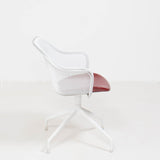 B&B Italia by Antonio Citterio, Luta White and Red Leather Swivel Dining Chairs - Set of 6 - REHAUS - Antonio Citterio