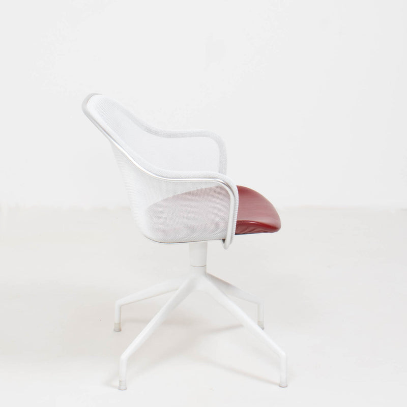 B&B Italia by Antonio Citterio, Luta White and Red Leather Swivel Dining Chairs - Set of 6 - REHAUS - Antonio Citterio