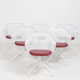 B&B Italia by Antonio Citterio, Luta White and Red Leather Swivel Dining Chairs - Set of 6 - REHAUS - Antonio Citterio