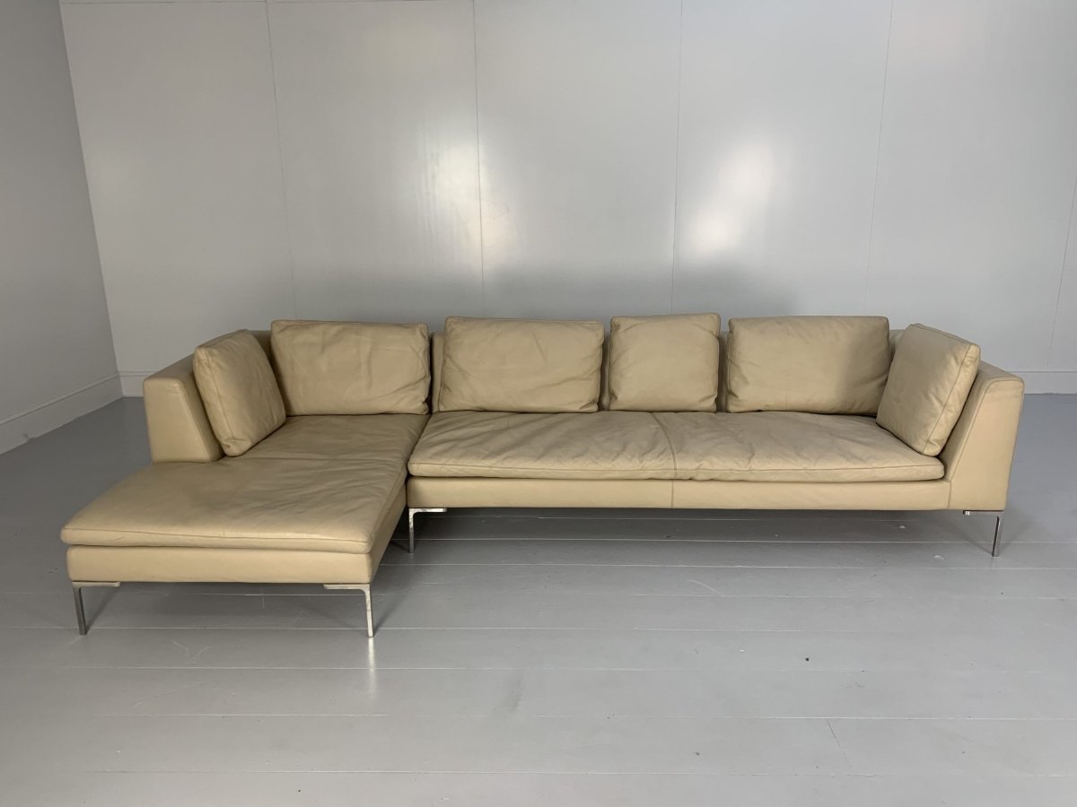 B&B Italia Charles L - Shape Sofa - In Cream Koto Leather @ REHAUS