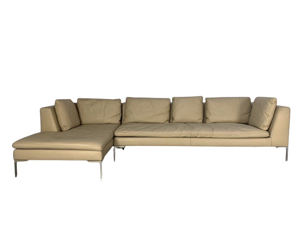 B&B Italia Charles L - Shape Sofa - In Cream Koto Leather @ REHAUS