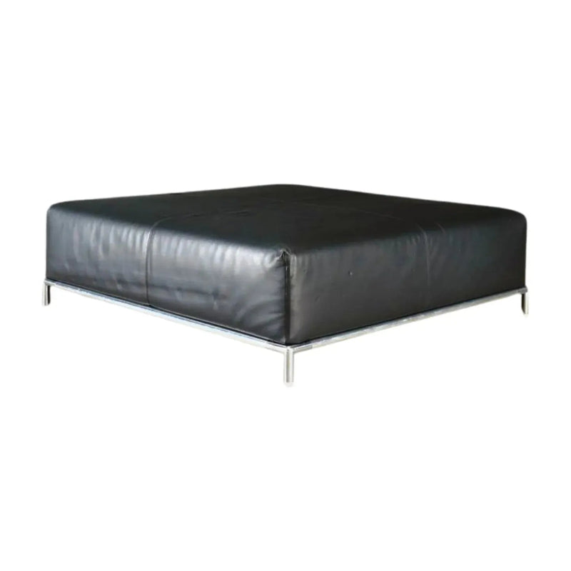 B&B Italia George Black Leather Ottoman by Antonio Citterio - REHAUS - B&B Italia