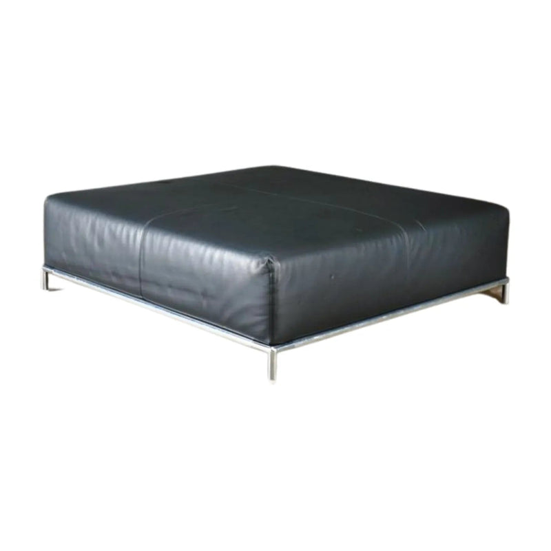 B&B Italia George Black Leather Ottoman by Antonio Citterio - REHAUS - B&B Italia