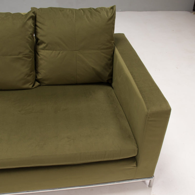 B&B Italia Green Velvet George Four - Seat Sofa by Antonio Citterio - REHAUS - Antonio Citterio