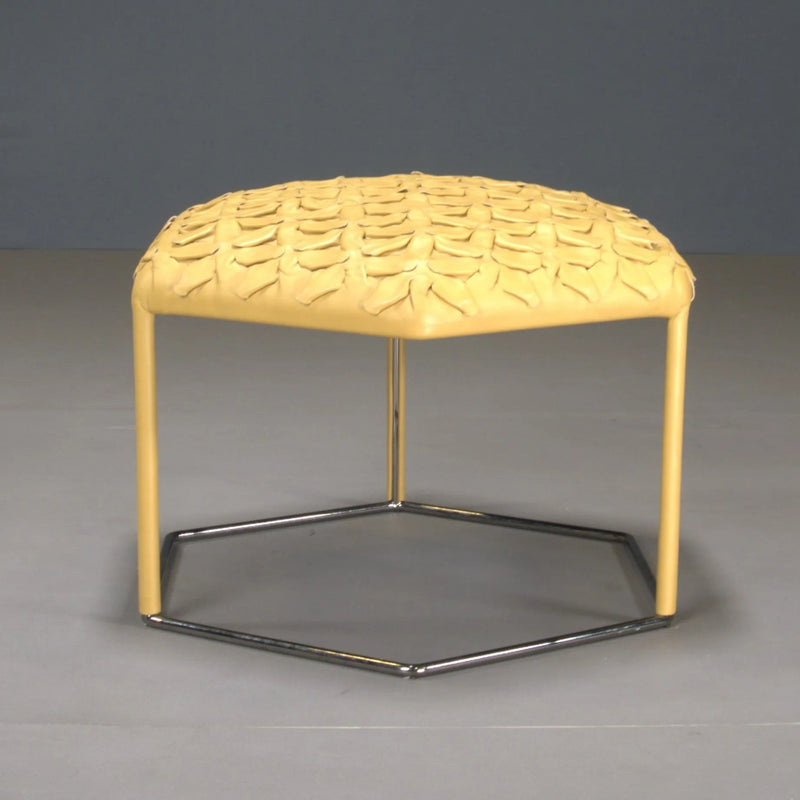 B&B Italia Yellow Leather Top Hive Stool - REHAUS - B&B Italia