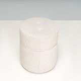 Beige Oval Vanity Fabric Stool With Wheels - REHAUS - Bespoke