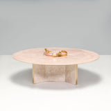 Belgium Marc D'haenens Pink Round Coffee Table, Quartz and Brass - REHAUS - Marc D'haenens