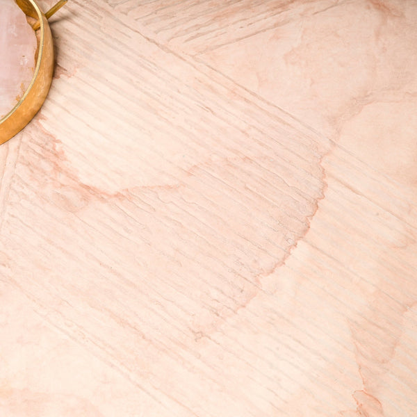 Belgium Marc D'haenens Pink Round Coffee Table, Quartz and Brass - REHAUS - Marc D'haenens