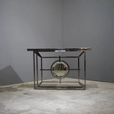 Bespoke Arabescato Corchia Black Marble Top Console Table with Plated Steel Base - REHAUS - Bespoke