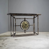 Bespoke Arabescato Corchia Black Marble Top Console Table with Plated Steel Base - REHAUS - Bespoke