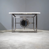 Bespoke Arabescato Corchia White Marble Top Console Table with Plated Steel Base - REHAUS - Bespoke