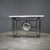 Bespoke Arabescato Corchia White Marble Top Console Table with Plated Steel Base - REHAUS - Bespoke