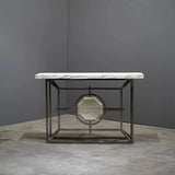 Bespoke Arabescato Corchia White Marble Top Console Table with Plated Steel Base - REHAUS - Bespoke