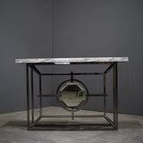 Bespoke Arabescato Corchia White Marble Top Console Table with Plated Steel Base - REHAUS - Bespoke