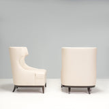 Bespoke Cream Leather High Back Wingback Armchairs, Set of Two - REHAUS - Bespoke