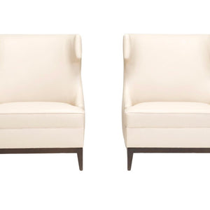 Bespoke Cream Leather High Back Wingback Armchairs, Set of Two - REHAUS - Bespoke